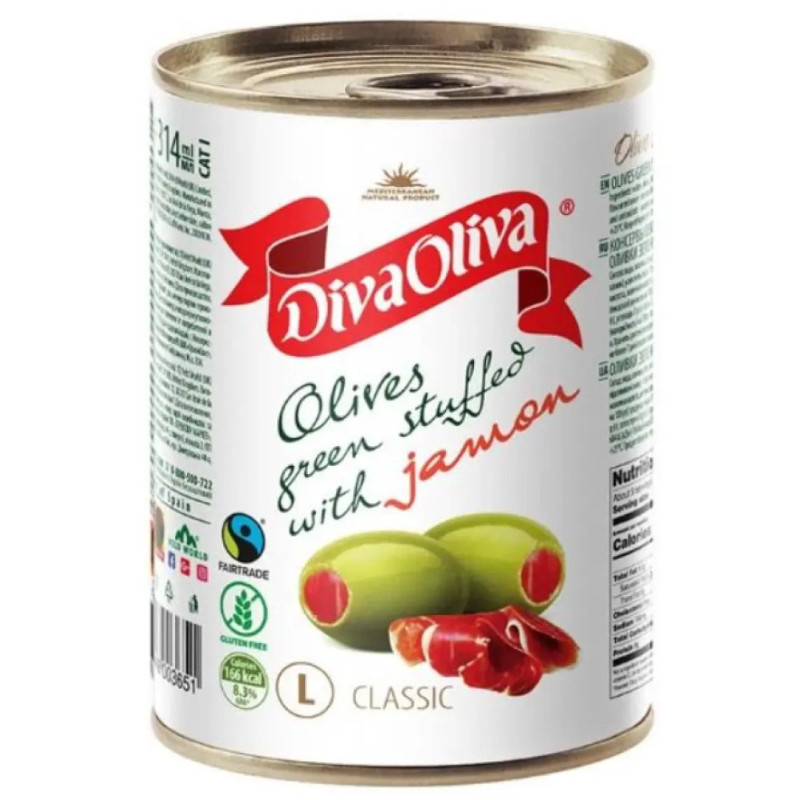 Оливки з хамоном 300г DIVA OLIVA (1/12)