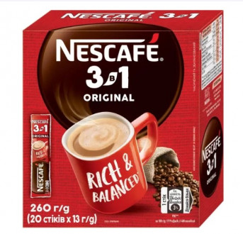 Кава &quot;Нескафе&quot; 3в1 Original NEW 13г (1*24/20) 24шт в блочку