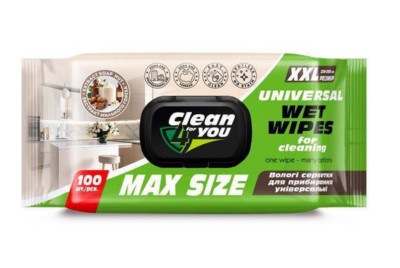 В.серветки для прибирання з екстрактом Мильного Горіха 100шт "Clean 4 You" (1/3)
