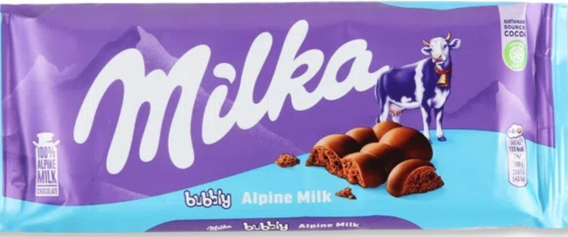 Шоколад Milka 90г Bubbly Alpine Milk молочний пористий (1/14)