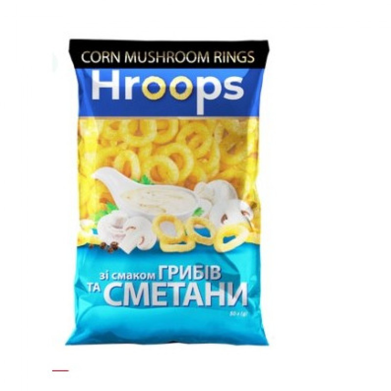 Снеки фігурні  50г зі см. грибів та сметани &quot;Hroops&quot; маленька (1/45) 