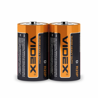 Батарейка Videx сольова R2OP / D велика в плівці 2шт (1/24) 