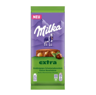 Шоколад Milka Extra 190г Whole Hazelnut з цілим лісовим горіхом (1/12)