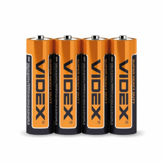 Батарейка Videx сольова R6P/ AA пальчик в плівці 4шт (1/60) 