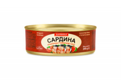 Сардина атлантична у томатному соусі "Даринка" 240г ж/б (1/24)