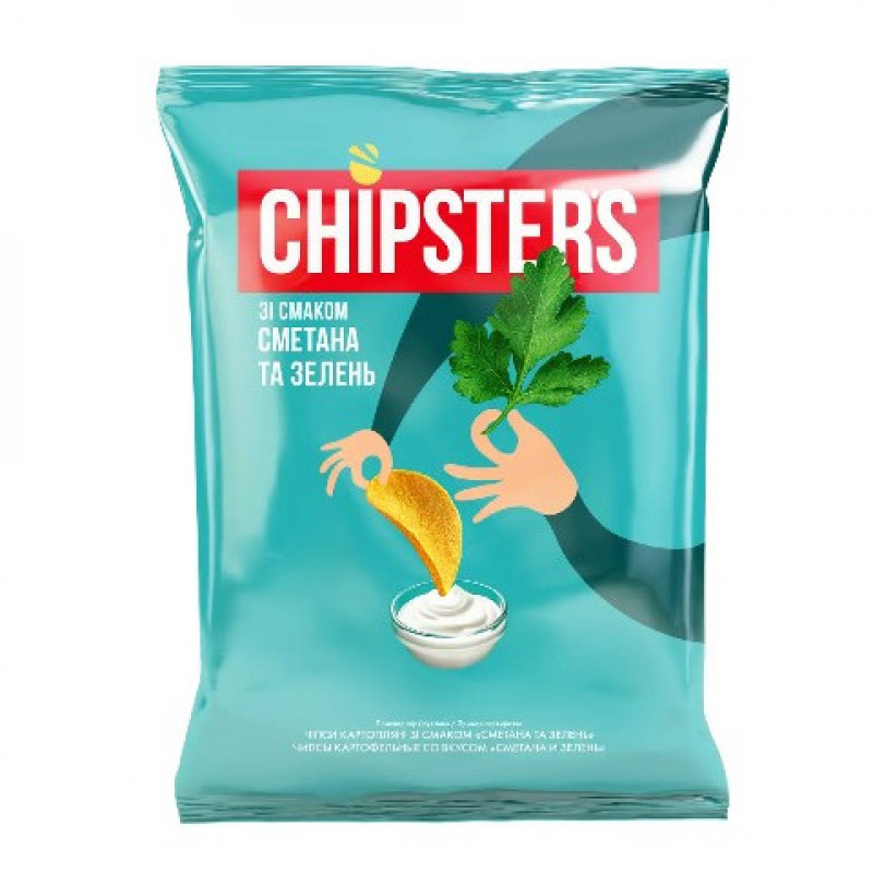 Чипси натуральні 60г &quot;Chipster's&quot; Сметана та цибуля (1/28)