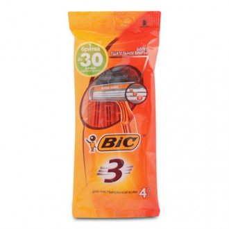 Станок для гоління BIC-3 Sensitive 4шт помаранчеві (1*4/20)