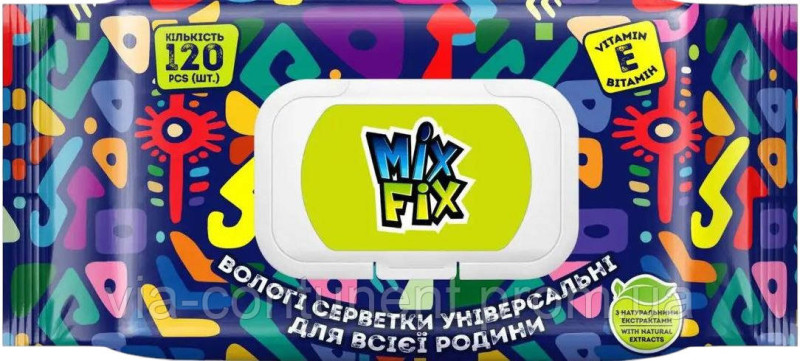 В.серветки 120шт з КЛАПАНОМ "Mix Fix" для всієї Родини "Veltex" ВЕЛИКА УПАКОВКА (1/10)
