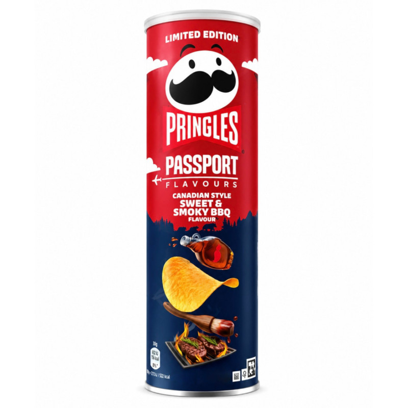 Чипси Pringles 165г Passport Sweet &amp; Smoky BBQ зі см. солодкого димного барбекю тубус (1/19)