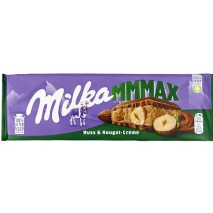 Шоколад Milka 300г Nuss &amp; Nougat Creme з горіхами та нугою (1/13)