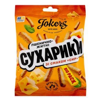 Сухарики пшенично-житні 100г Сир ТМ JokerS (білі) (1/45)