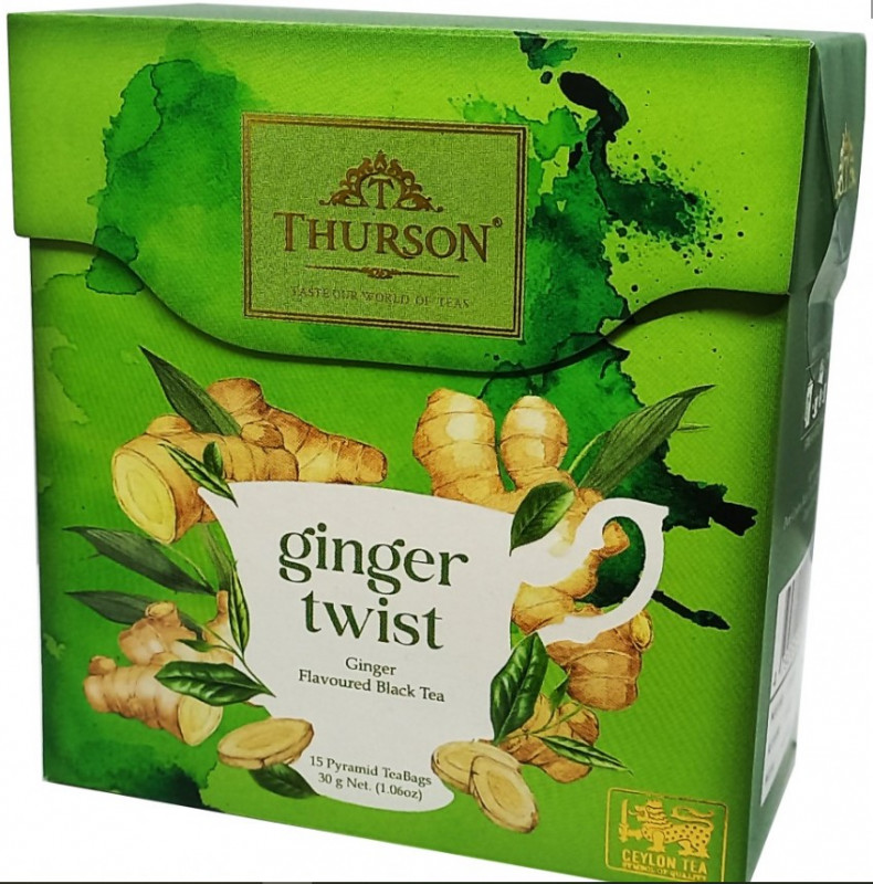 Чай &quot;Thurson&quot; 15*2г Зелений Ginger Twist пірамідки (1/24)