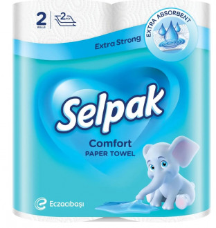 Рушник кухонний білий 2рулони SELPAK Comfort (1/12)