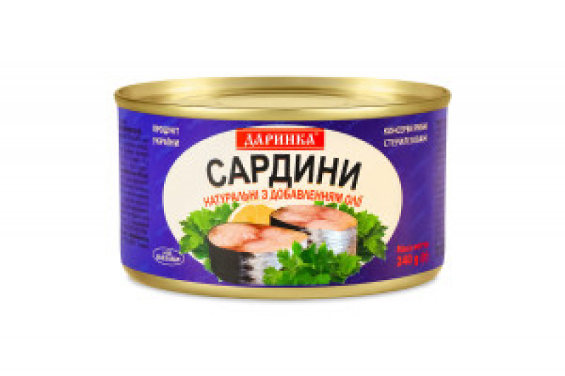 Сардини балтійські з додаванням олії &quot;Даринка&quot; 240г ж/б (1/24)