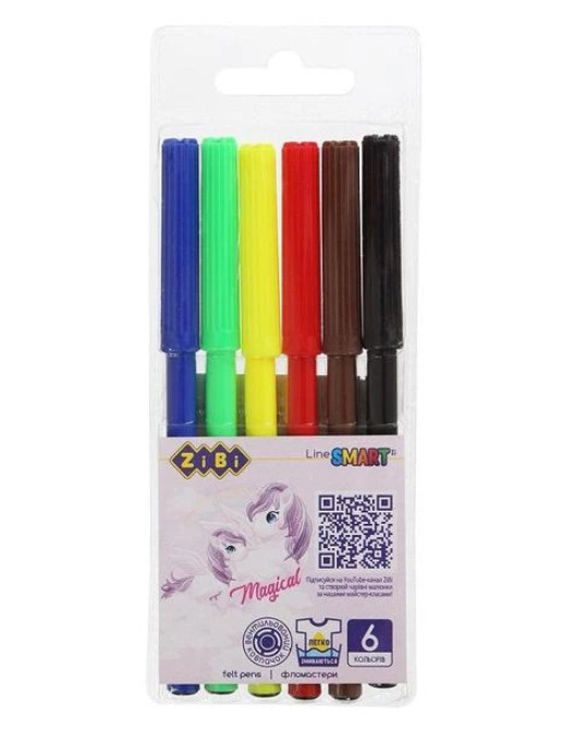 Фломастери 6 кольорів Zibi Line (1/12)