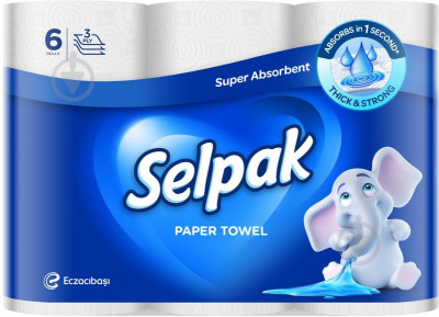 Рушник кухонний білий 6рулонів SELPAK (1/4)