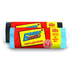Пакети для сміття 60л/15шт чорний 60*80 "Файний Бонус" (1/70)