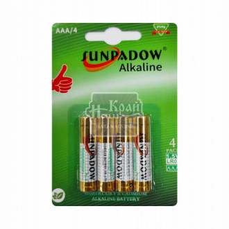 Батарейка &quot;Sunpadow&quot; Alkaline AAА міні-пальчик блістер 4шт (1/40)