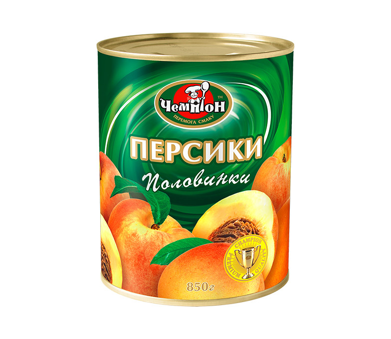 Персики половинки 850мл "Чемпіон" ключ (1/12)