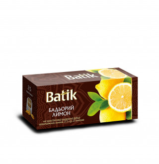 Чай &quot;Batik&quot; 25ф/п*1,5г Бадьорий Лимон чорний з лимоном з/я (1/36)  ЗНИЖКА 10% 
