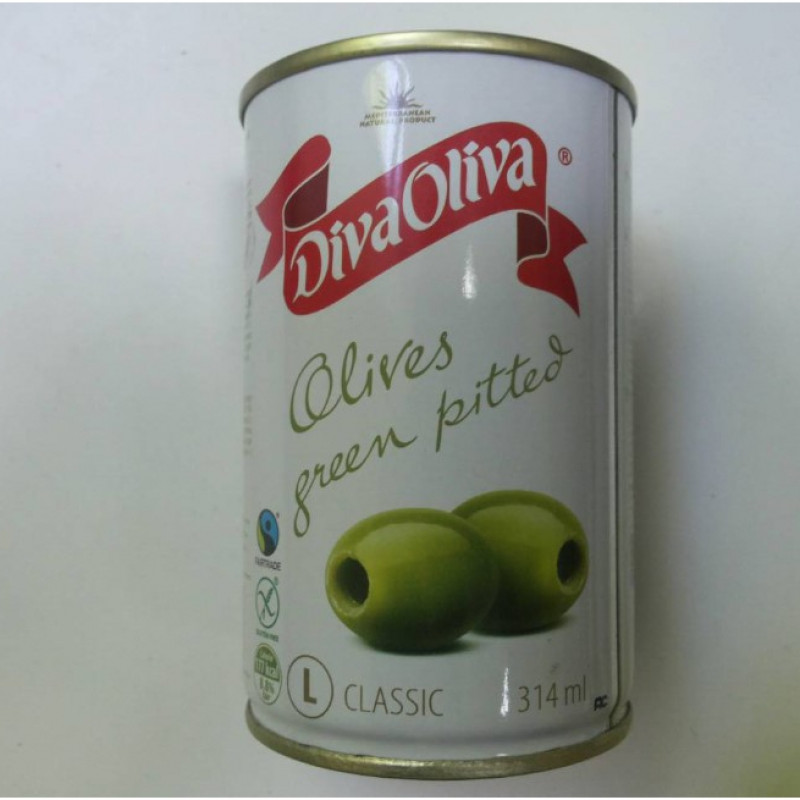 Оливки зелені без кісточки 300г DIVA OLIVA (1/12)