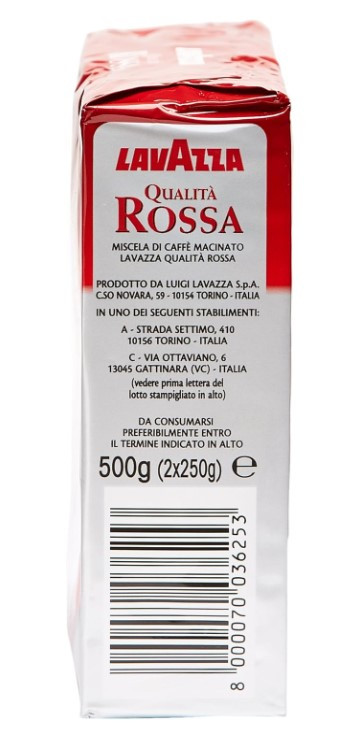 Кава Lavazza мелена Qualita Rossa 2пачки*250г вакуум (1*2/10)