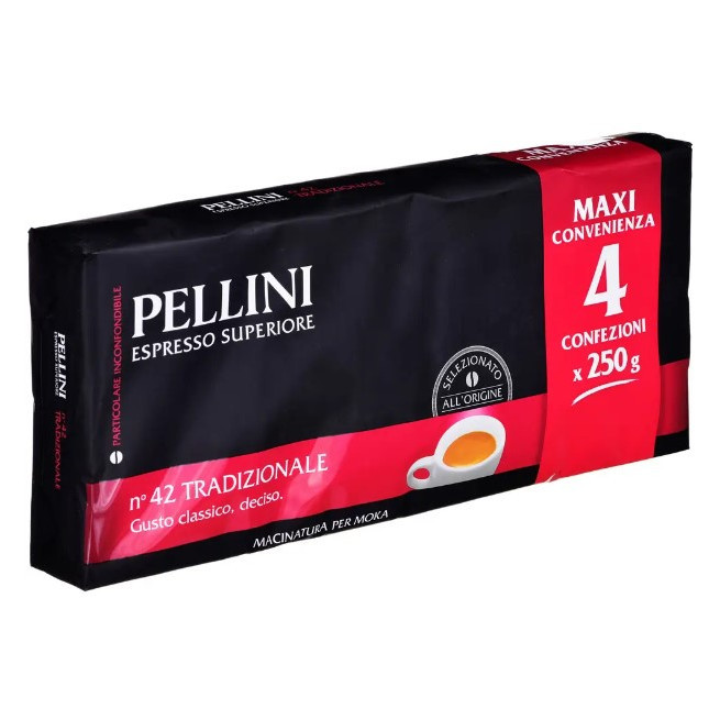 Кава Pellini мелена Superiore Tradizionale 4пачки*250г вакуум (1*4/5)