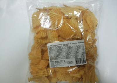 Чіпси 150г+50г зі см. сметани та зелені (хвилясті) фас. (1/18)