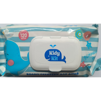 В.серветки 120шт з КЛАПАНОМ "Kidy Kit" для Дітей "Veltex" ВЕЛИКА УПАКОВКА (1/10)