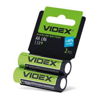Батарейка Videx Alkaline лужна LR6 / AA пальчик на блістері 2шт (1/60) 
