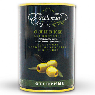 Оливки зелені без кісточки 3000г (осн.прод. 1450г)  EXCELENCIA ж/б (1/6)